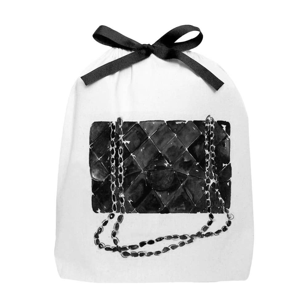 Elegant Dustbag w/Black Quilted Chain Bag print